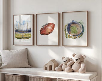 Football Nursery Wall Art Set: Watercolor Sports Prints (Digital Download)