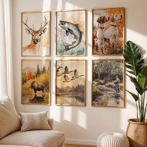 25+ Watercolor Hunting Nursery Art Prints: Woodland Animals, Hunting Nursery Room Art Set, Vintage Outdoor Kids Room