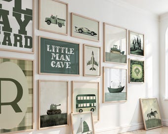 Vintage Boys Room Wall Art: 100+ Neutral Prints (Digital Download)