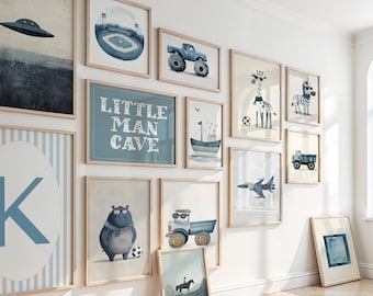 Boys Room Gallery Wall Art: Vintage Sports & Alphabet Prints (Digital Download Set of 60+)