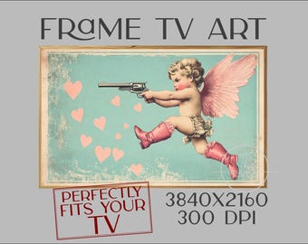 Frame Tv Art, Valentines Cupid, Cupid, Hearts, Samsung Frame tv, Valentines Digital Design, frame tv art for Valentines Day