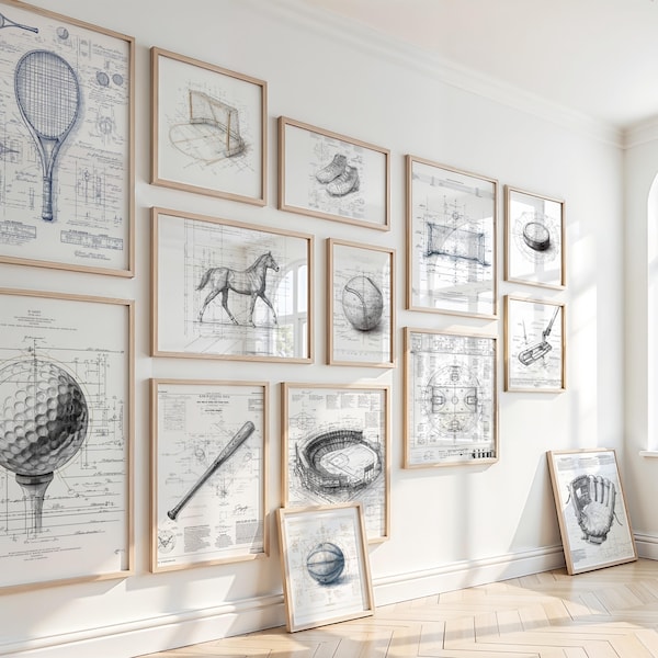 Plus de 100 impressions vintage de chambre d'enfant neutre sport style brevet Impressions de chambre de garçons rétro, décoration de chambre de garçons, art mural sport pour garçons téléchargement numérique