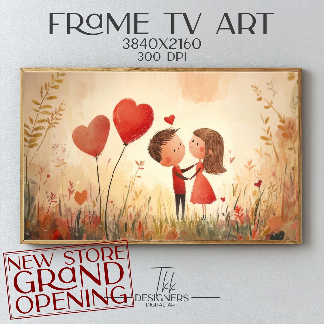 Cadre pour couple en dessin animé pour la Saint-Valentin : ballons ...
