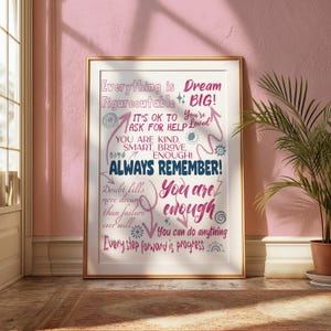 Preppy Pink Motivational Wall Art: Trendy Room Decor (Digital Download)