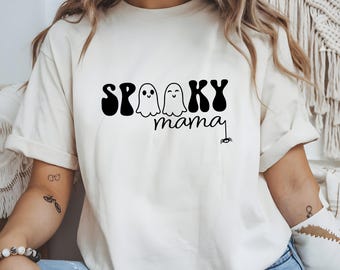 Spooky Mama Halloween T-Shirt: Ghost Design, Fall Tee