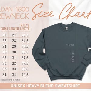 the size chart for a crew neck sweatshirt