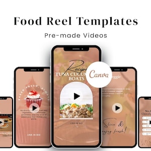 130 Food Reels, Nutrition Recipes Reels Templates, Food Themed Reels, Pizza Burger Cake reels, Health & Wellness Coaches