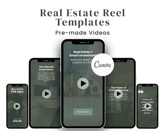 100 Real Estate Reels, Reels for Real Estate Agents, Realtor Templates, Social Media Reels, Canva Template