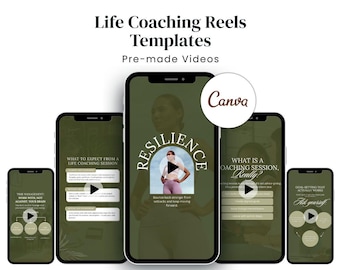 130 Life Coach Reels Templates,  Mindset Coach Reels, Life Coach Instagram Reel Videos, Facebook Tiktok, Canva Videos