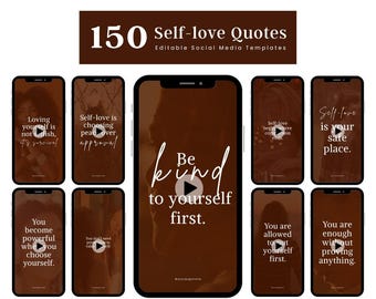150 self love reels, Self-Love Quote, Positive Mindset, Canva Editable, Inspirational Reels, Love yourself Videos