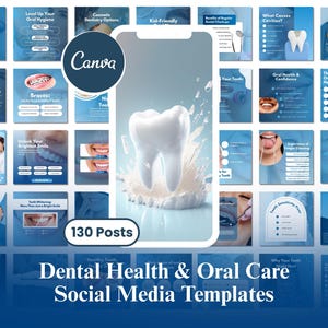 Pacchetto social media per dentisti, modelli Canva personalizzabili, post modificabili su Instagram e Facebook per dentisti, marketing per dentisti