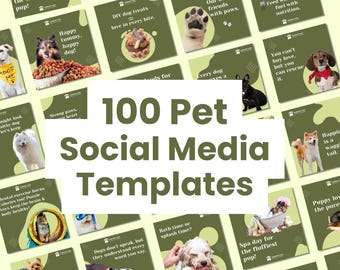 Pets Social Media Template, Templates for Business, Feed Posts, Dog Templates, Editable Canva Template