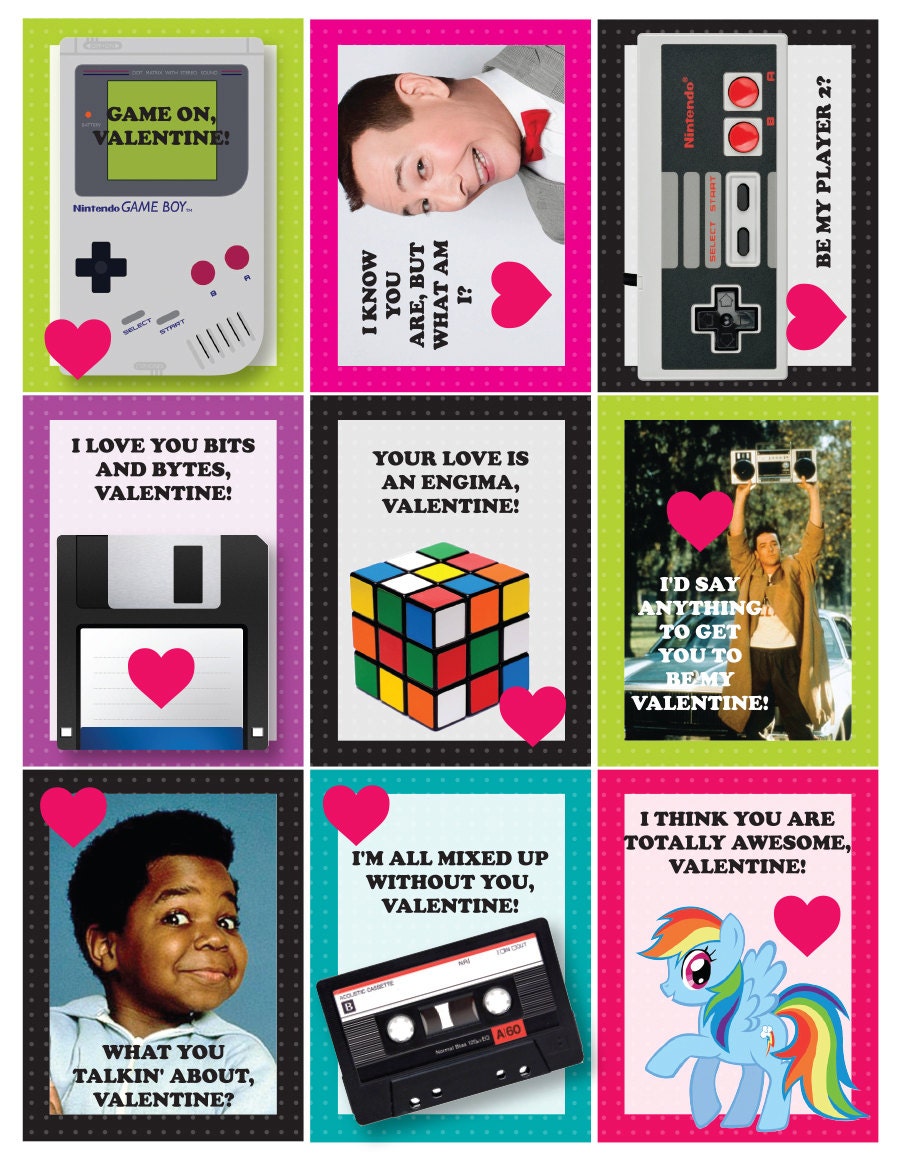 I Love the 80s Valentines Download and Print 
