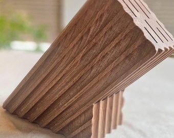 Handcrafted White Oak Knife Block – Modern Angled Wooden Knife Holder, Minimalist Countertop Storage, Chef Gift, Kitchen Organizer