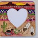 picture photo frame native American Indian sunset desert feathers pottery cactus heart shaped photo space pyrography wood burning