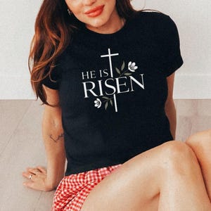 He Is Risen Easter Shirt, Easter Tshirt, Jesus Easter Tee, Easter Shirt For Women, Easter Gift, Christian Gift, Y2K Baby Tee