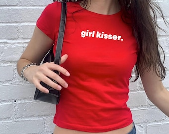 Kisser Pride-babyshirt voor meisjes | LGBTQ WLW panseksueel biseksueel babyshirt | Y2k-babyshirt | Cadeau voor lesbiennes | T-shirt Pride Parade | Pride-maand