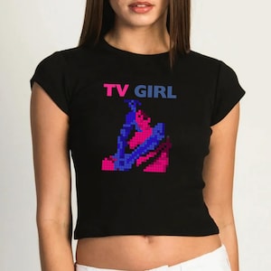 TV GIRL T-Shirt | Indie Rock Music Band Inspired Merch | Tv Girl Pixel Crop top | Who Really Cares Album Tee | Y2K Baby Shirt | Gift For Her