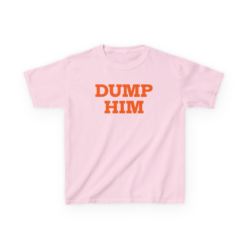 Dump Him Y2K Babydoll Tee, Early 2000’s Slogan Shirt, Trendy 90's Fashion Top Light Pink