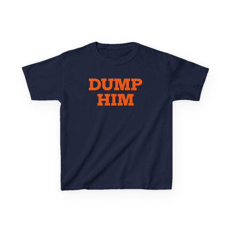 Dump Him Y2K Babydoll Tee, Early 2000’s Slogan Shirt, Trendy 90's Fashion Top Navy