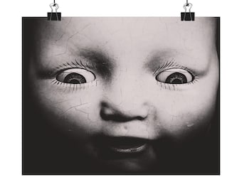 Creepy Doll Face Art Print: Original Photography for a Gothic Halloween
