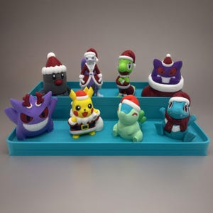 Christmas and Halloween Themed PokePals - Charizard, Bulbazaur, MewTwo, Gengar, Pikachu - Collectible Figurines - 3D Printed Figures