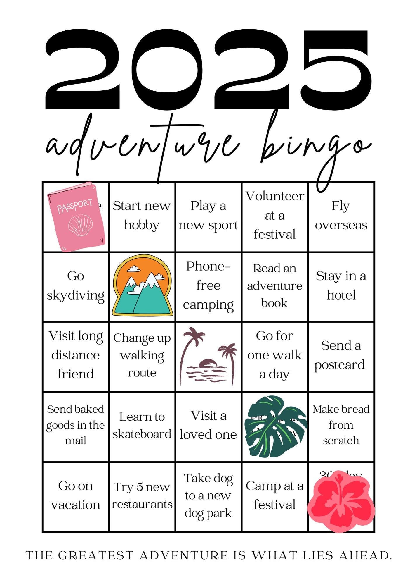 Adventure Bingo Card With Fun Stickers (canva Editable, Printable PDF ...