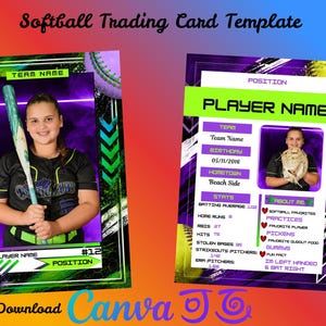 Softball Player Trading Card Canva Template (Digital Download)