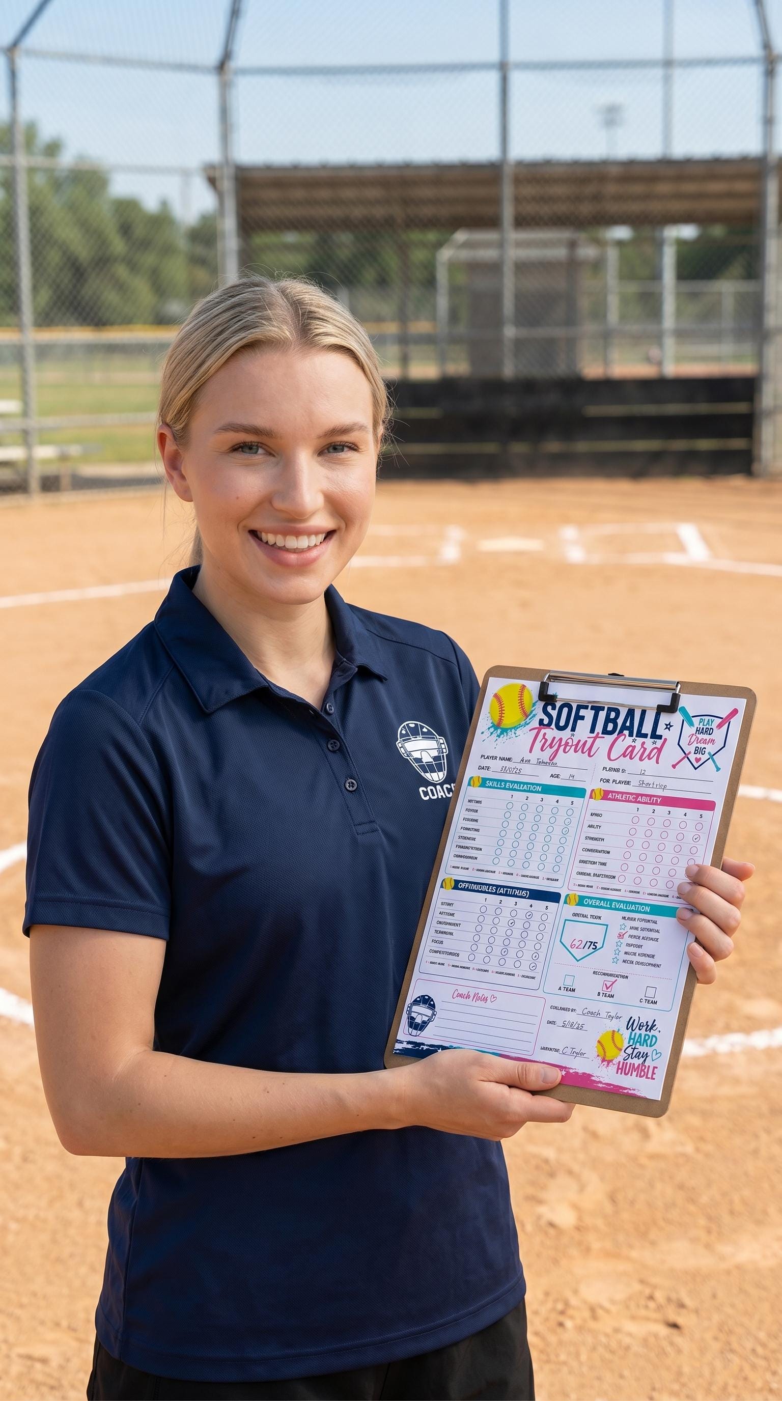 Softball Tryout Evaluation Form Printable | Player Assessment Sheet ...
