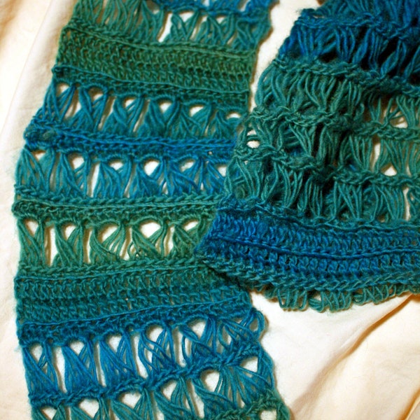 Crochet Pattern - Easy Broomstick Lace Scarf - Emerald Isle