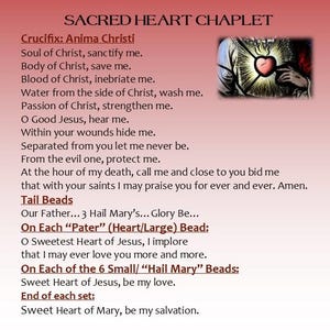 Sacred Heart Chaplet Gebetskarte