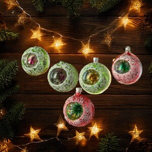 Retro Christmas Glass Ornament Vintage Christmas baubles Christmas Tree Ornaments Glass Ball Tree Decorations Indent ornament