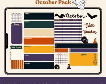 Pack de Bullet Journal numérique sur le thème d'Halloween (octobre)