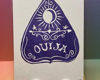 Griezelige Ouija-linoleumdruk