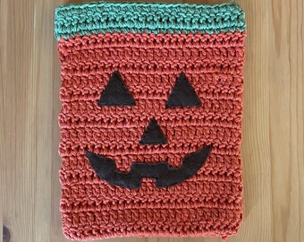 Housse d'iPad au crochet, motif citrouille d'Halloween