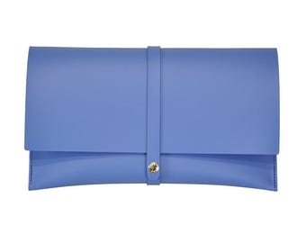 Handmade Leather Clutch | Oversized Envelope Purse with Strap-Stud Detail for Women