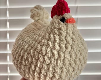 Peluches géantes faites main au crochet avec poulet fermier | Décoration de ferme | Peluche douillette | Peluche soutien émotif
