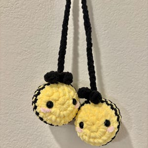 Bee-yond Cute | Crochet Bumble Bee | Duo Car Ornament