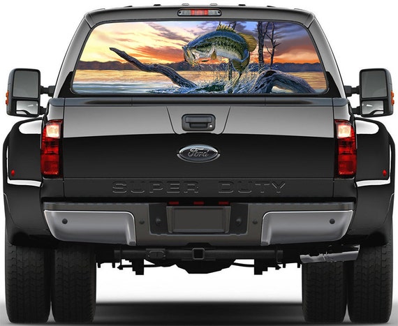 Bass Fish Lake Panorama Painting Rear Window Graphic Decal Truck SUV Van Car