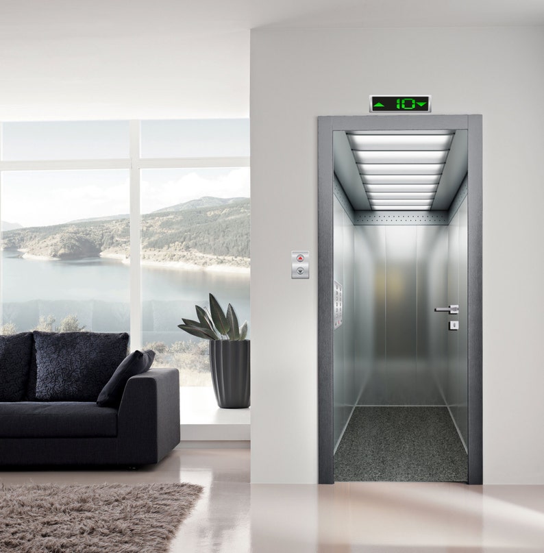 Door Sticker Inside Elevator And New York City Airplane View Etsy