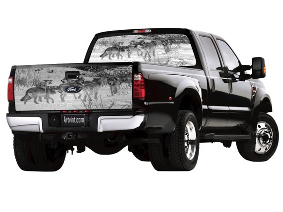 2 Wolves in Winter B//W Rear Window Graphic Decal Truck SUV