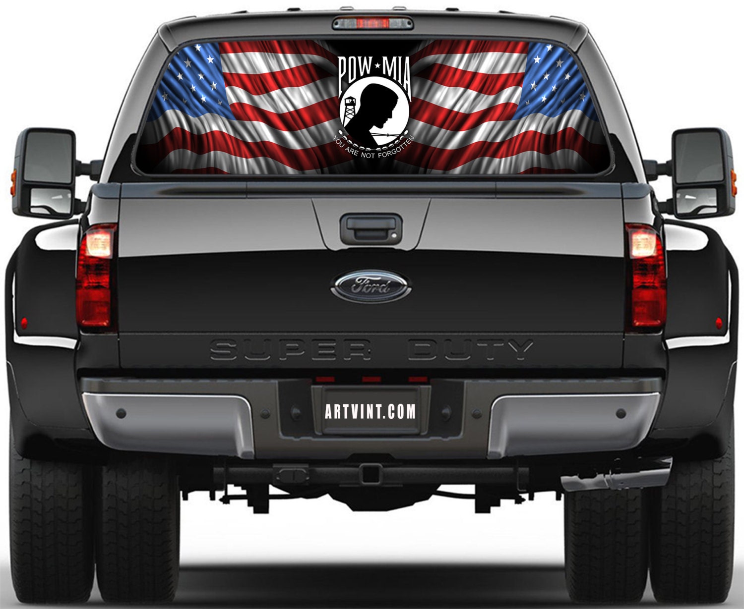 Pow Mia 2 American Flags Rear Window Graphic Decal Truck Van Etsy