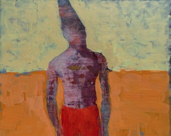 Desert Man Red Pants Male Figure-Modern Art-Original Oil Painting-Pojani-ipalbus