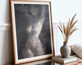 UNAFRAID – Fine Art CANVAS Print of Original Painting  – Black and White Contemporary Nude Figure Painting – Framed or Unframed