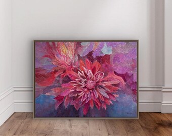 Fine Art Canvas Print – Red Chrysanthemum | Unframed & Framed Options | Wall Art | Gift for Her