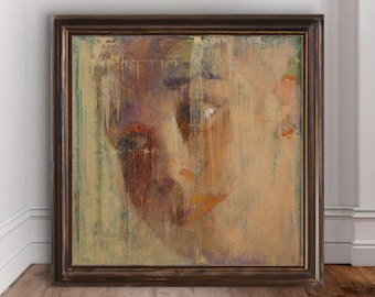 Young woman in Semi Profile | CANVAS Print | Figurative Portrait Print | Moody Retro Wall Art | Framed or Unframed Wall Decor