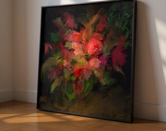 Nocturne, Opus 2 — Original Digital Painting - Fine Art Canvas Print — Gallery Wrap or Framed — Contemporary Floral Wall Art