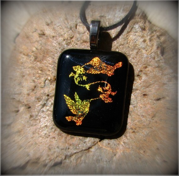 Ever Silver Pendant Necklace in Gray Dichroic Glass
