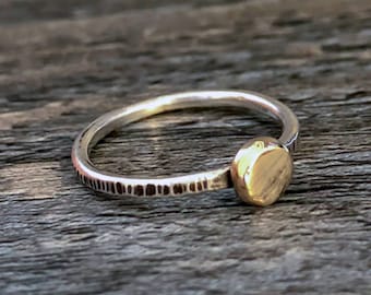 Sterling Silver and14k  Gold Ring