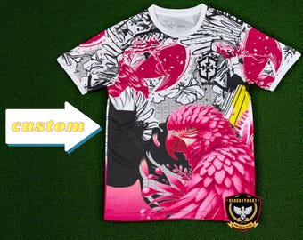 Gepersonaliseerde speciaal voetbalshirt levendige tropische papegaai